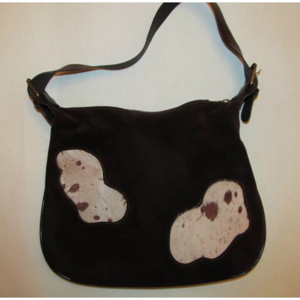Vintage Italian western cowhide patches purse